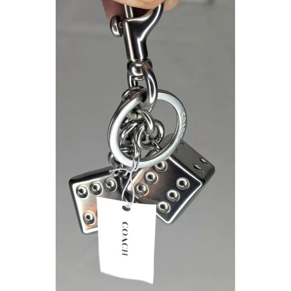 Coach Bag Charm/Keychain - Dice in Silver Metal NWT - Picture 3 of 5